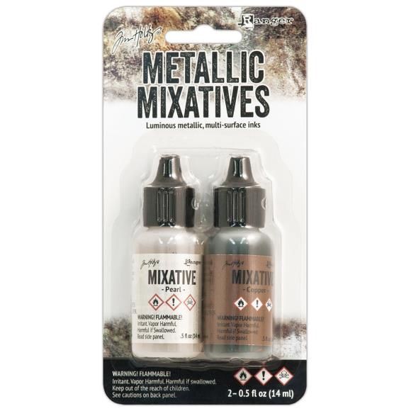 Tim Holtz Alcohol Ink Metallic Mixatives .5oz 2/Pkg Pearl &amp; Copper