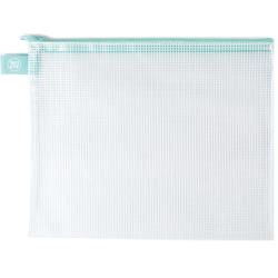 Avery Elle Zippered Vinyl Mesh Pouch Aqua-Large