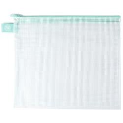 Avery Elle Zippered Vinyl Mesh Pouch Aqua-Extra Large