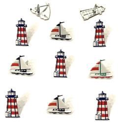 Eyelet Outlet Shape Brads 12/Pkg Boat &amp; Lighthouse