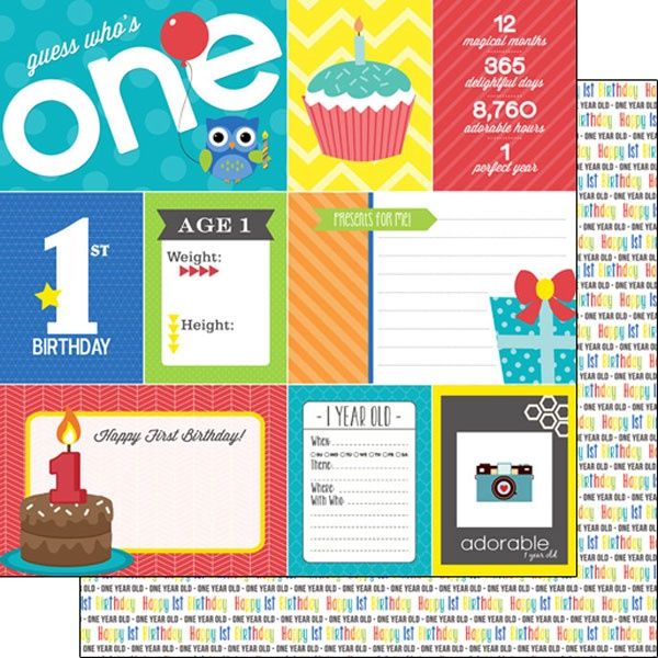 1st Birthday Double-Sided Journal Paper