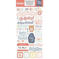 Echo Park Chipboard 6&quot;X13&quot; Words &amp; Phrases, Baby On Board Girl