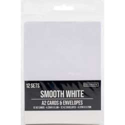 Colorbok A2 Cards W/Envelopes (4.375&quot;X5.75&quot;) 12/Pkg Smooth White