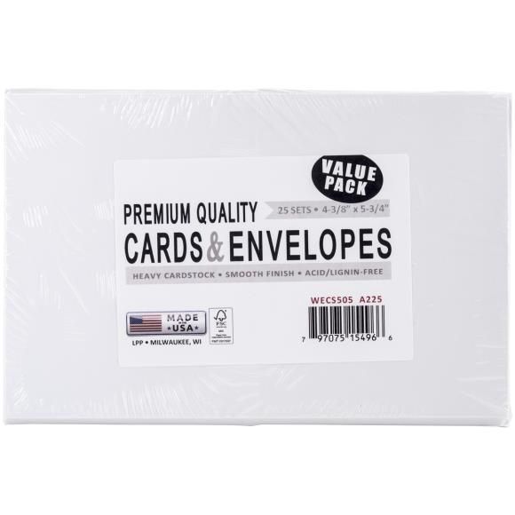 Leader A2 Greeting Cards W/Envelopes (4.375&quot;X5.75&quot;) 25/Pkg White