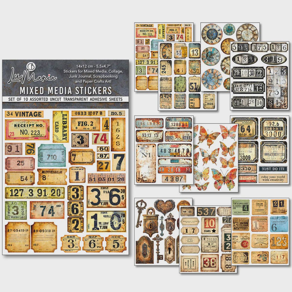 Mixed Media Sticker Set 10/Pkg Grungy Tags