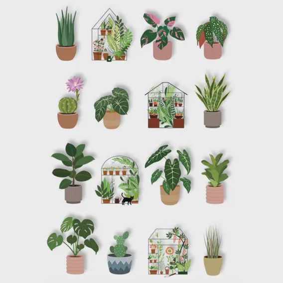 Pop Up Scrapbook Stickers - House Plants