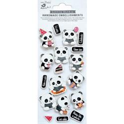 Little Birdie 3D Glitter Embellishment 18/Pkg Panda Party