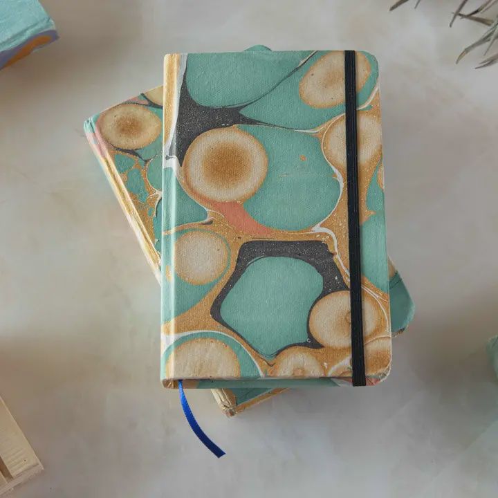 Marbled Cover Hardbound Unruled Diary Journal