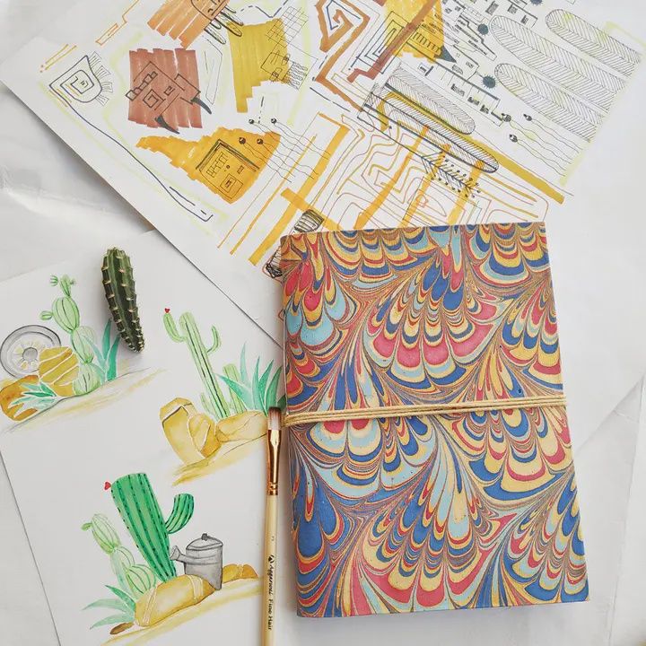 Hardcover Journal Diary Notebook with Marble Print Bahi