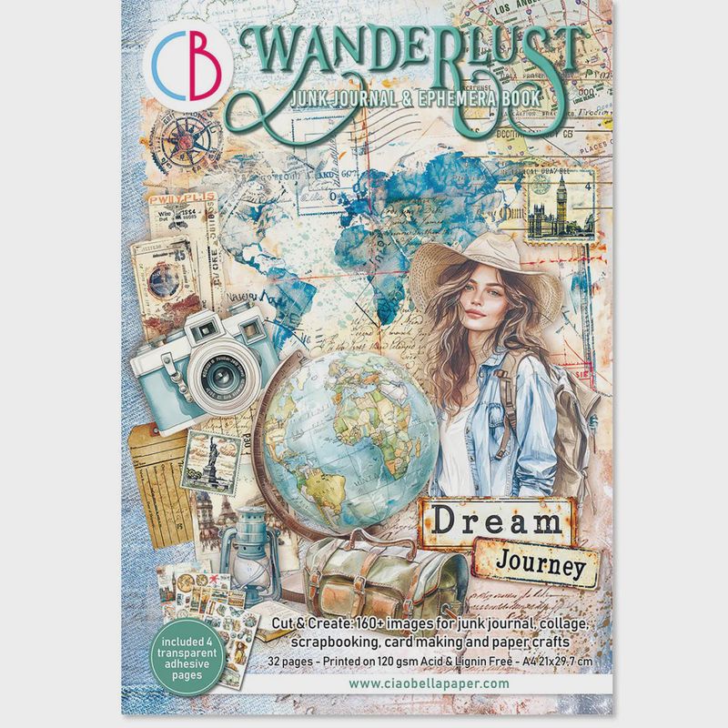 Wanderlust - Junk Journal &amp; Ephemera Book A4 32/Pkg