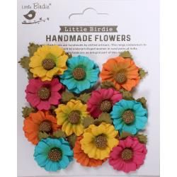 Little Birdie Martina Paper Flowers 12/Pkg Vivid Palette