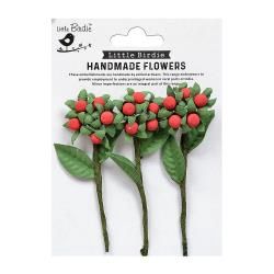 Little Birdie Berry Branch 3/Pkg Love and Roses