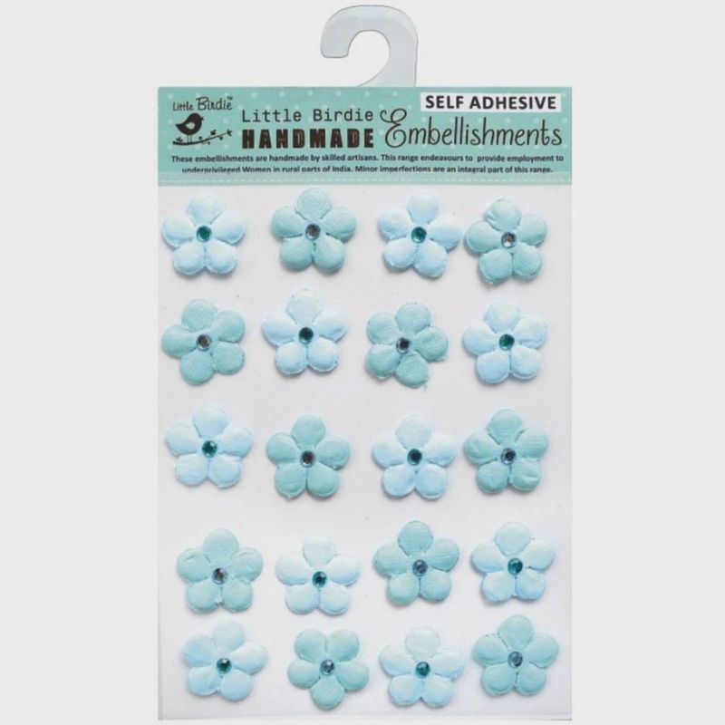 Little Birdie Embossed Jeweled Daisies 20/Pkg-Blue