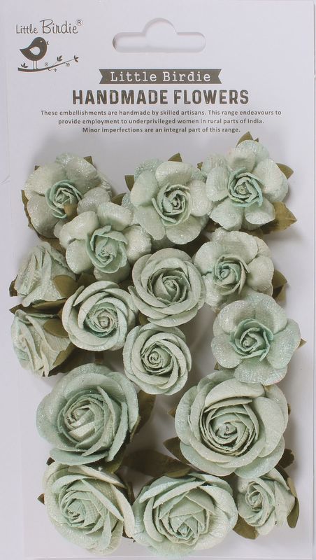 Little Birdie Foina Paper Flowers 20/Pkg-Ocean Mist