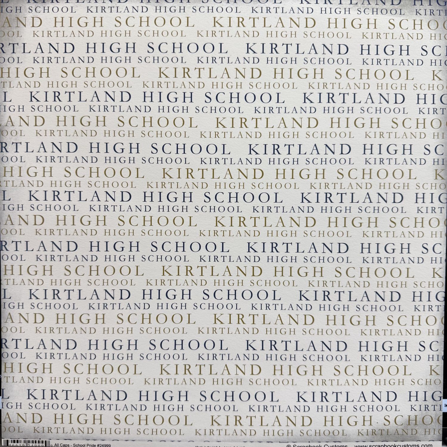 Kirtland High School All Caps School Pride 12x12 Paper