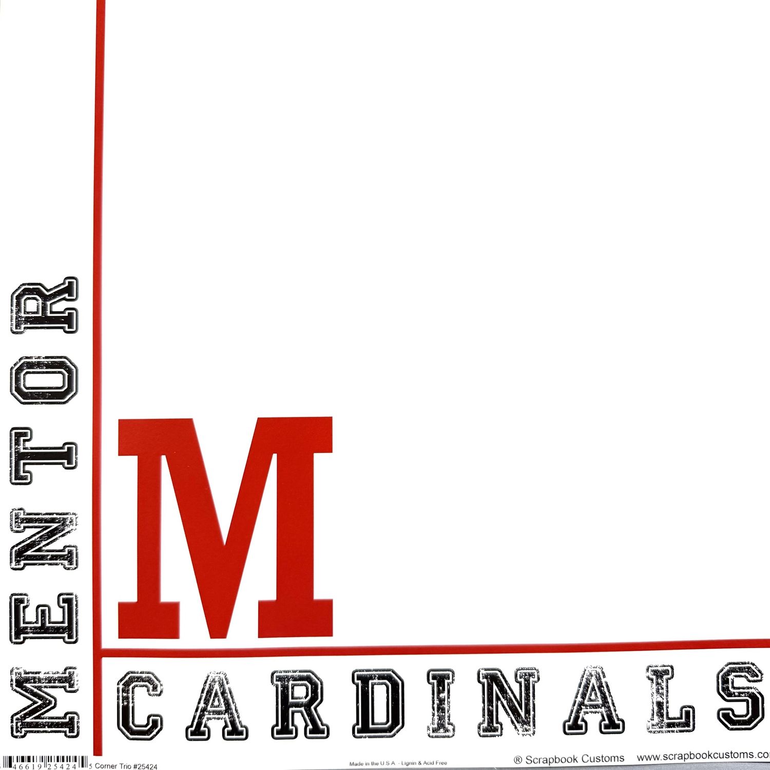 Mentor Cardinals Corner Trio 12x12 Paper