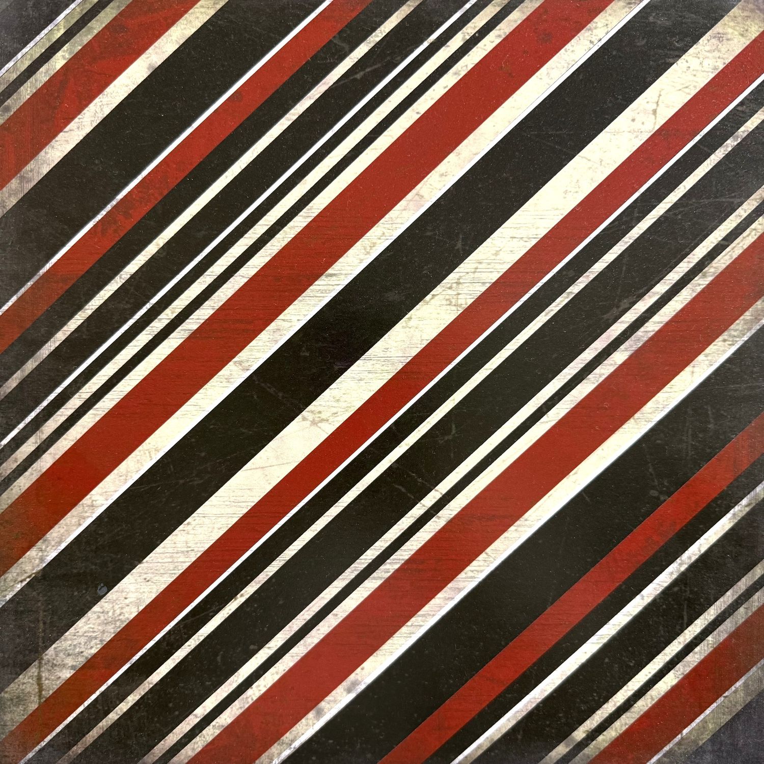 Red Black School Colors Antique Grunge Side Stripe 12x12 Paper