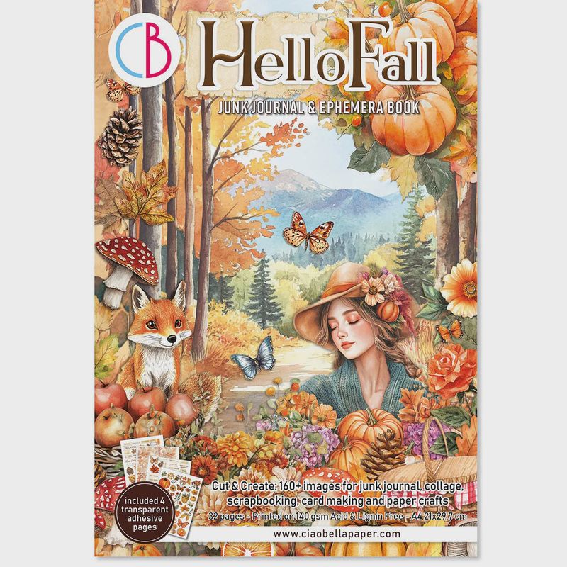 Hello Fall Junk Journal Ephemera Book A4 32/Pkg