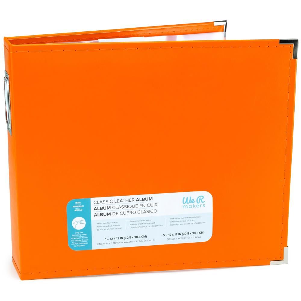 We R Classic Leather D-Ring Album 12&quot;X12&quot; Orange Soda