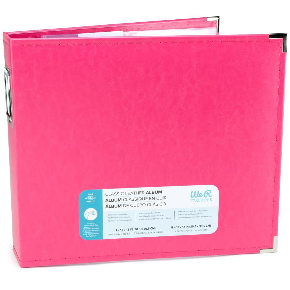 We R Classic Leather D-Ring Album 12&quot;X12&quot; Strawberry