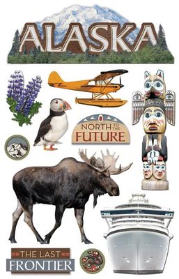 Scrapbook Stickers - 3D Alaska