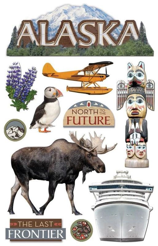 Scrapbook Stickers - 3D Alaska