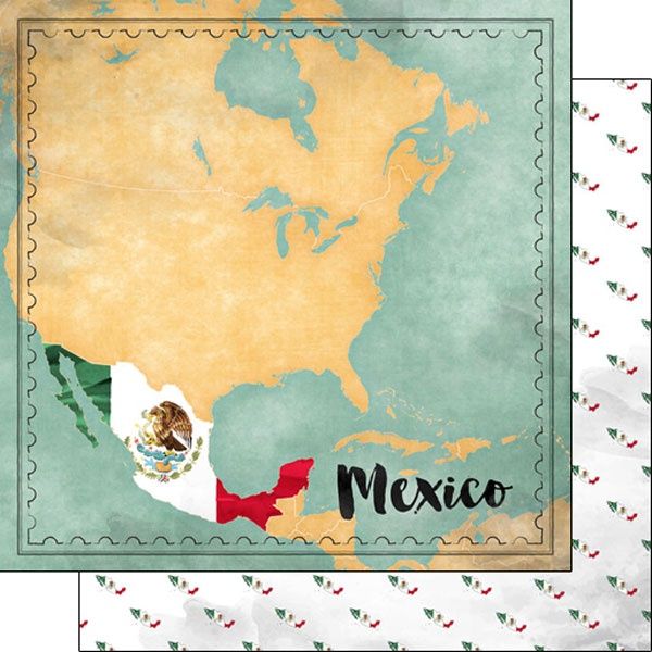 Mexico Map Sights Double-Sided Paper 12 x 12
