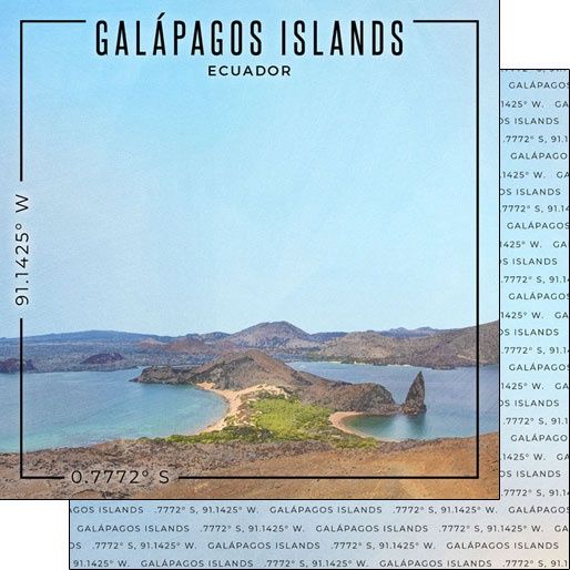 Galapagos Islands Coordinates Double-Sided Paper 12 x 12