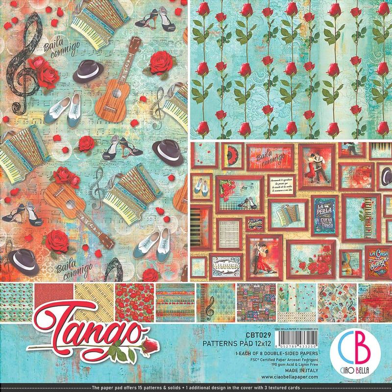 Ciao Bella Tango Patterns Pad 12&quot;x12&quot; 8/Pkg