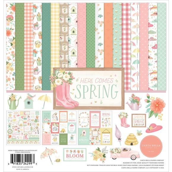 Carta Bella Collection Kit 12&quot;X12&quot; Here Comes Spring
