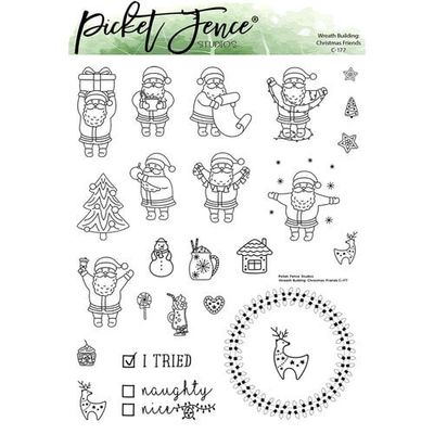 Picket Fence Studios - Clear Photopolymer Stamps - Wreath Building - Christmas Friends