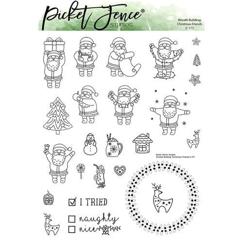 Picket Fence Studios - Clear Photopolymer Stamps - Wreath Building - Christmas Friends