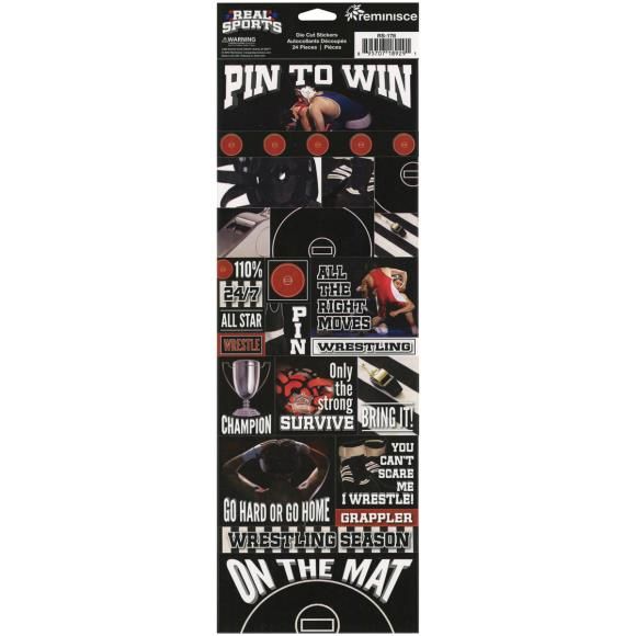 Reminisce Real Sports Cardstock Stickers 4.25&quot;X13&quot; Wrestling Graphic