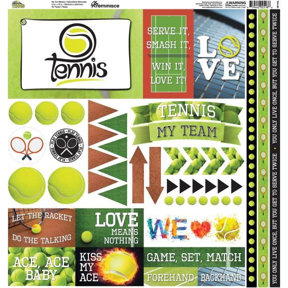Tennis Cardstock Stickers 12&quot;X12&quot; Elements