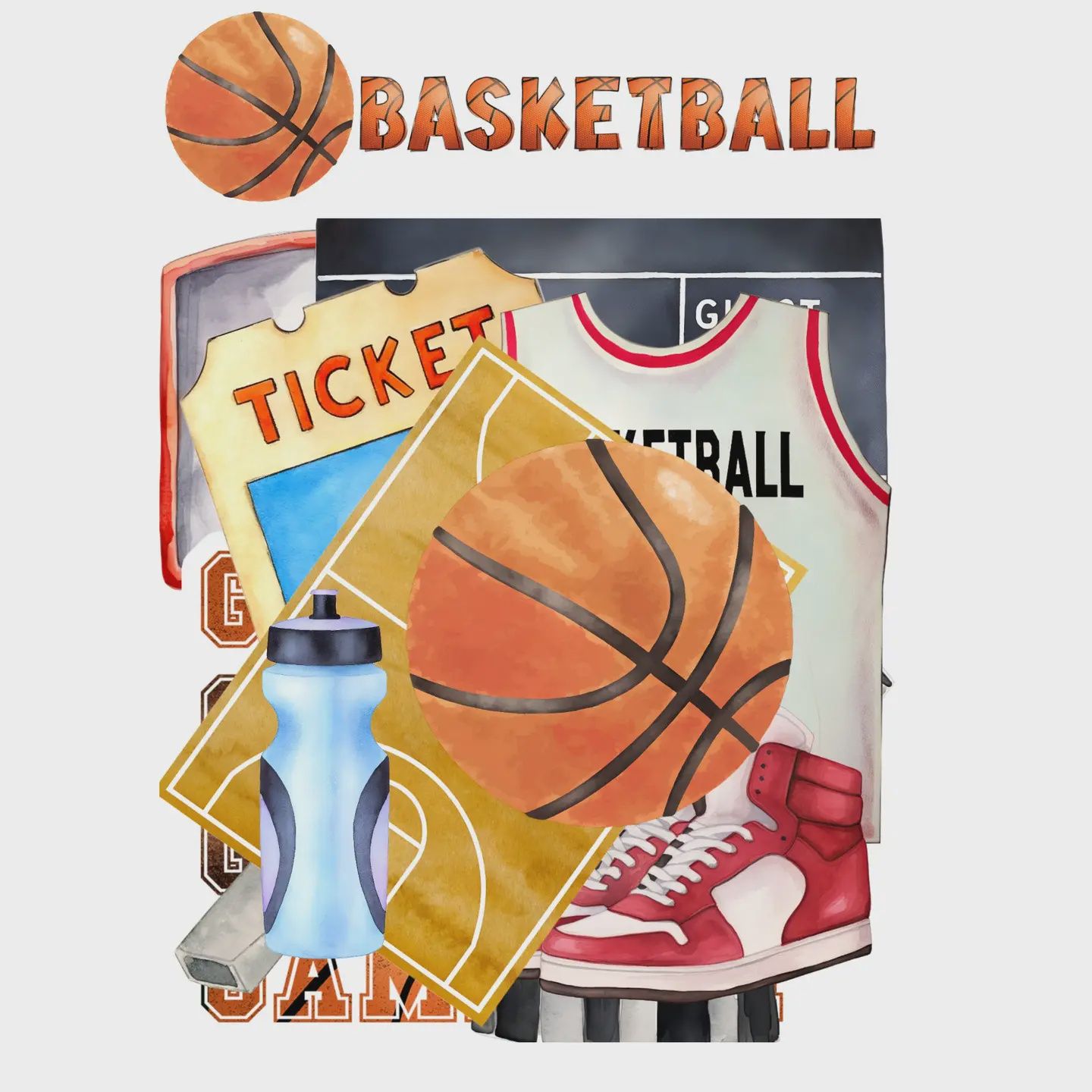 Go Big Sports Collection Basketball Laser Cut Scrapbook Ephemera Embellishments