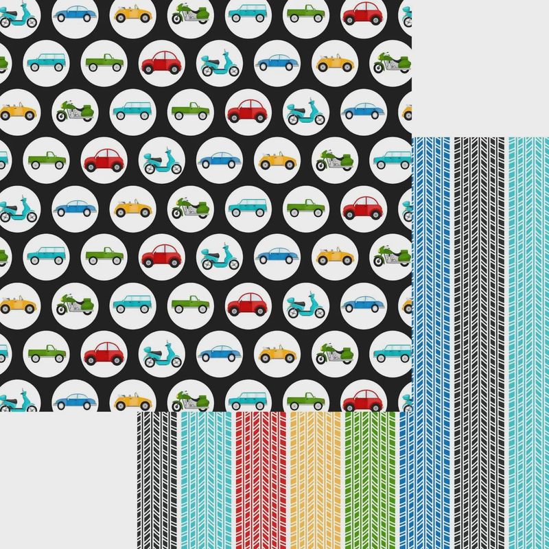 Rev Your Engine Collection Rev 'em Up 12 X 12 Double-Sided Scrapbook Paper