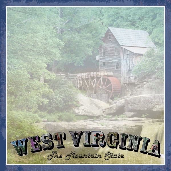 West Virginia Vintage Paper 12x12