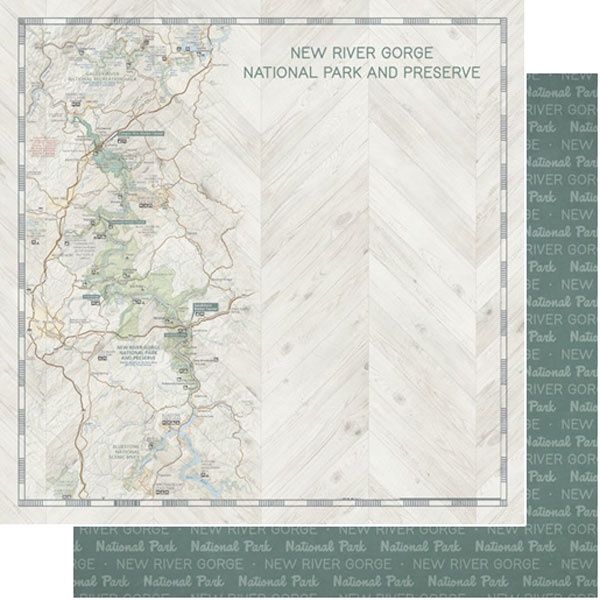 New River Gorge National Park Map and Words Paper