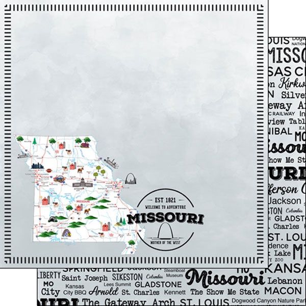 Missouri Postage Map Double-Sided paper 12x12