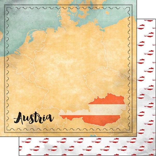 Austria Map Sights Double-Sided Paper 12 x 12