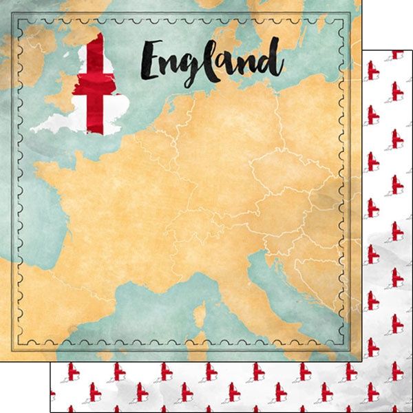 England Map Sights Double-Sided Paper 12 x 12