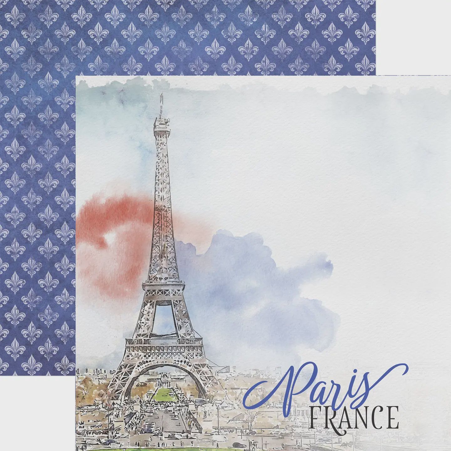 Eiffel Tower Watercolor 12 X 12 Scrapbook Paper