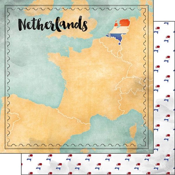 Netherlands Map Sights Double-Sided Paper 12 x 12