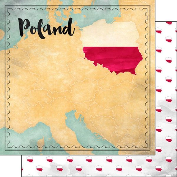 Poland Map Sights Double-Sided Paper 12 x 12