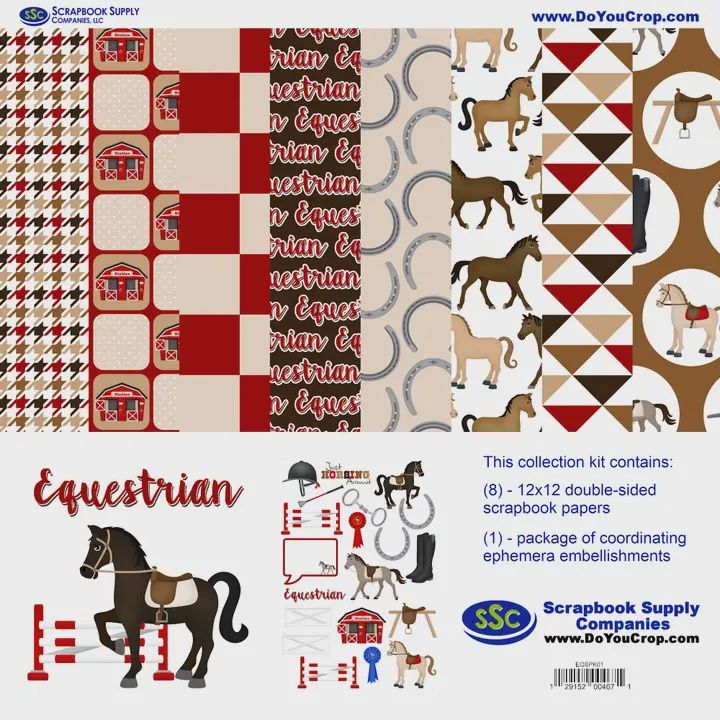 Equestrian 12 X 12 Scrapbook Paper &amp; Embellishment Kit By Ssc Designs