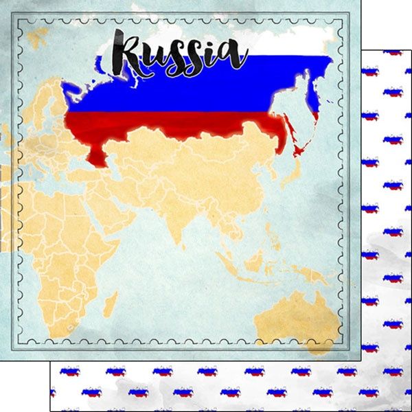 Russia Map Sights Double-Sided Paper 12 x 12