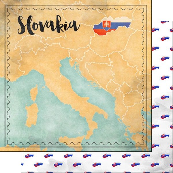 Slovakia Map Sights Double-Sided Paper 12 x 12