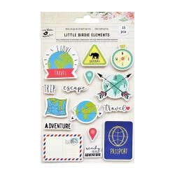 Little Birdie I Love Travel Sticker 15/Pkg I Love Travel