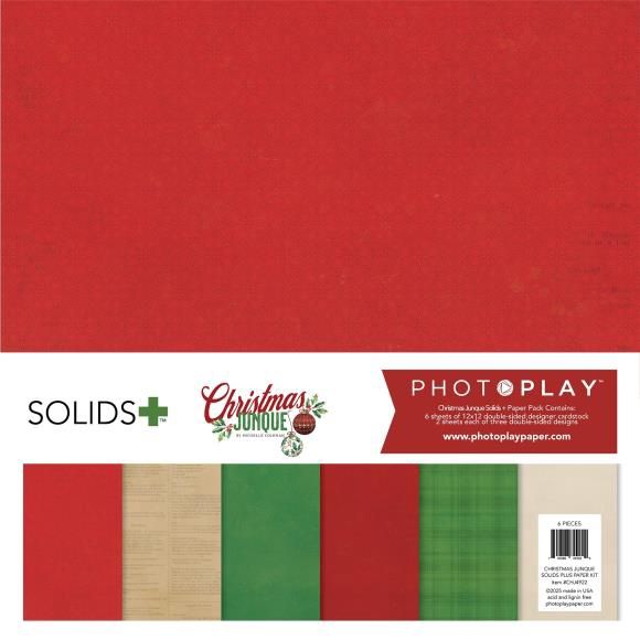 PhotoPlay Solids+ Paper Kit 12&quot;X12&quot; Christmas Junque