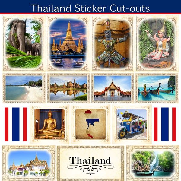 Thailand - Sightseeing Picture Cut-Outs Stickers